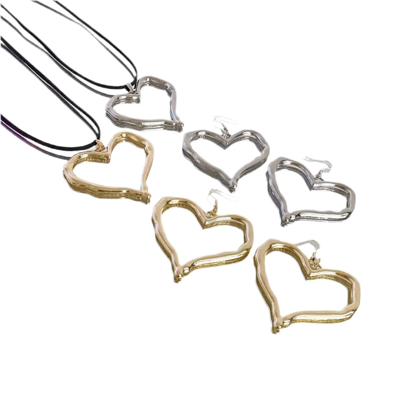 Silver Heart Jewelry Set