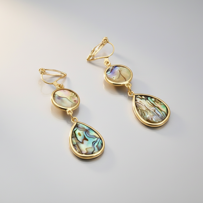 Abalone Shell Clip Earrings