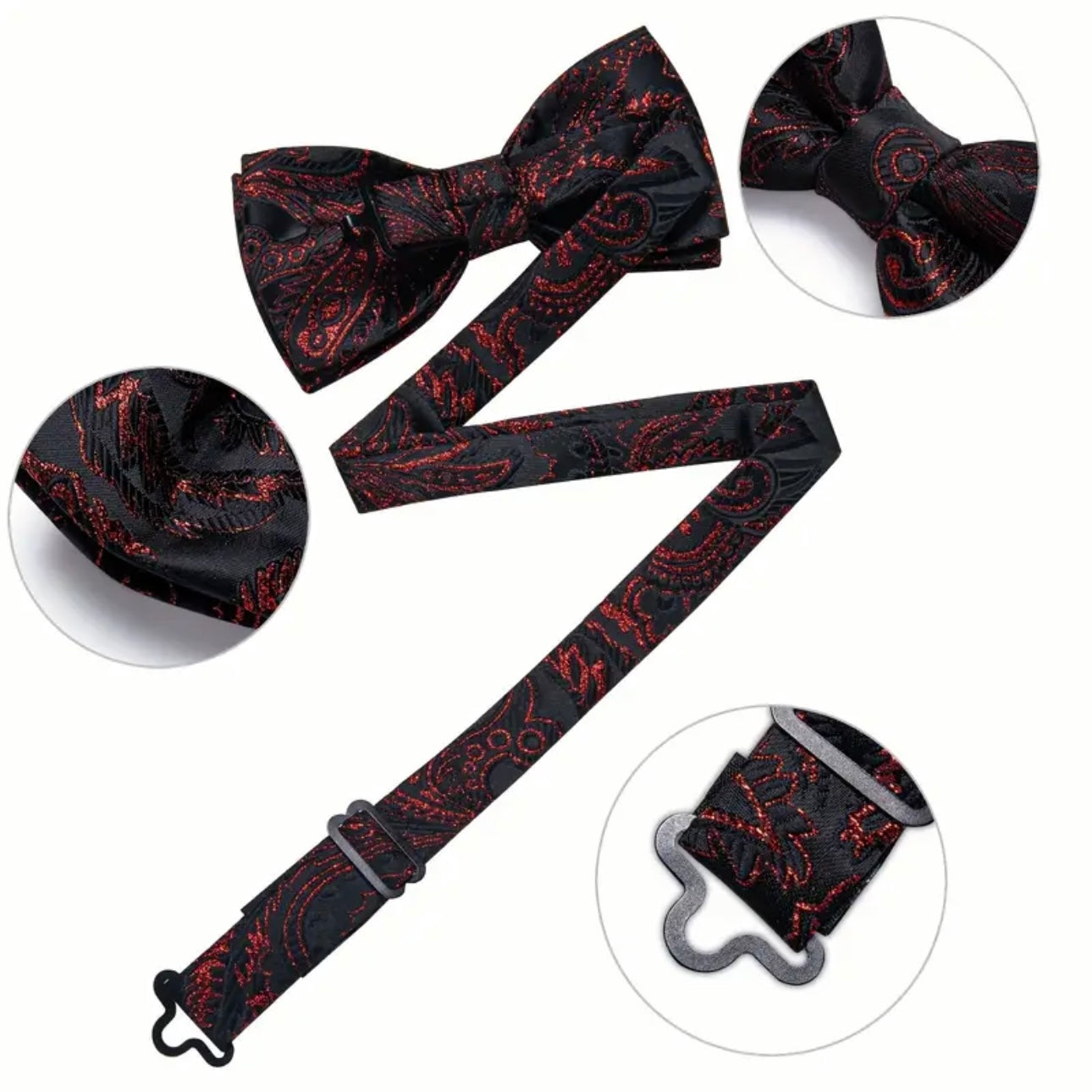 Black Red Bow Tie Set