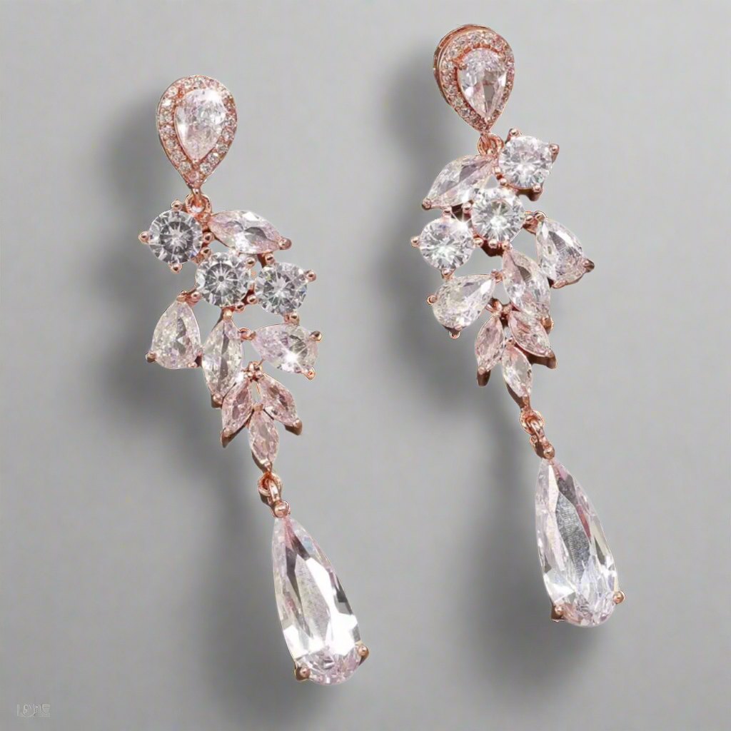 Romantic Rose Gold AAA Zirconia Drop Earrings