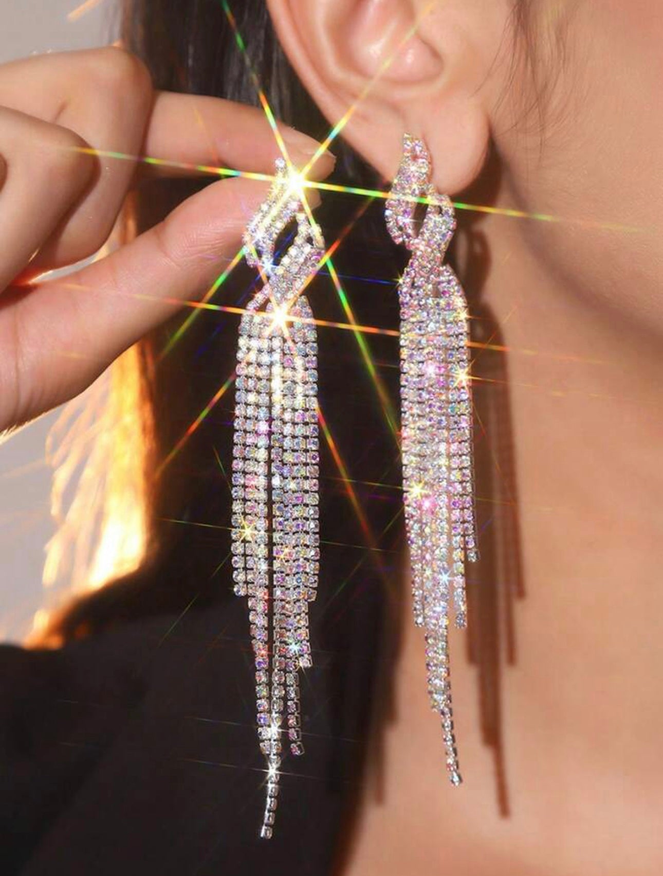 Iridescent Flame Tassel Earrings