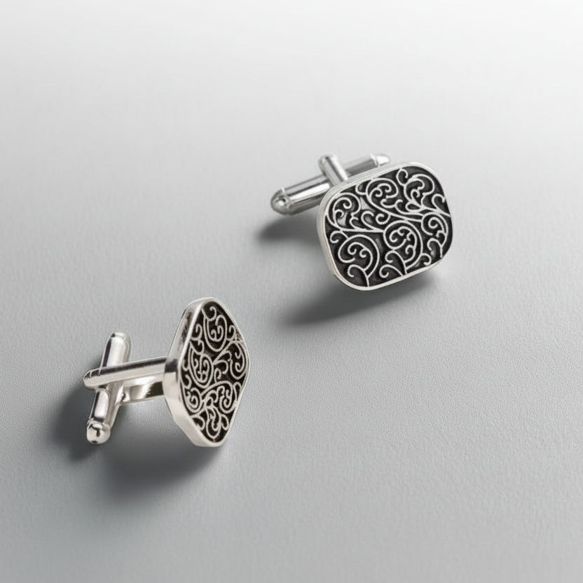 Scroll Design Silver Cufflinks
