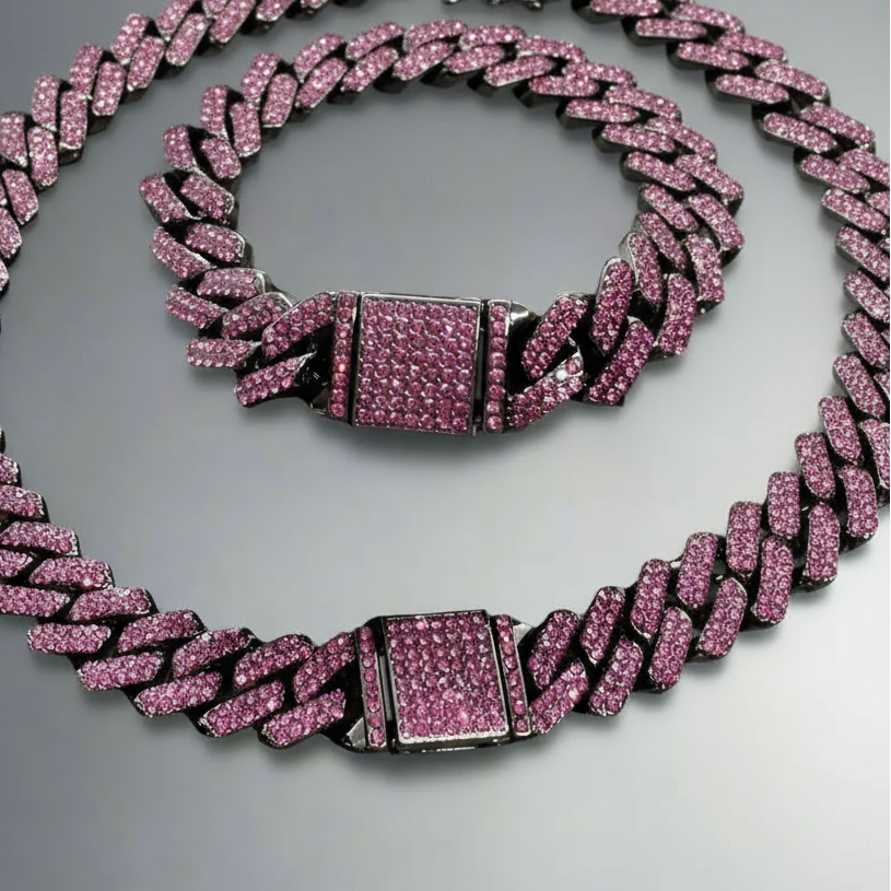 Purple Cuban Chain Set