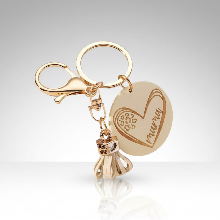 Mama Tassel Cream Keychain