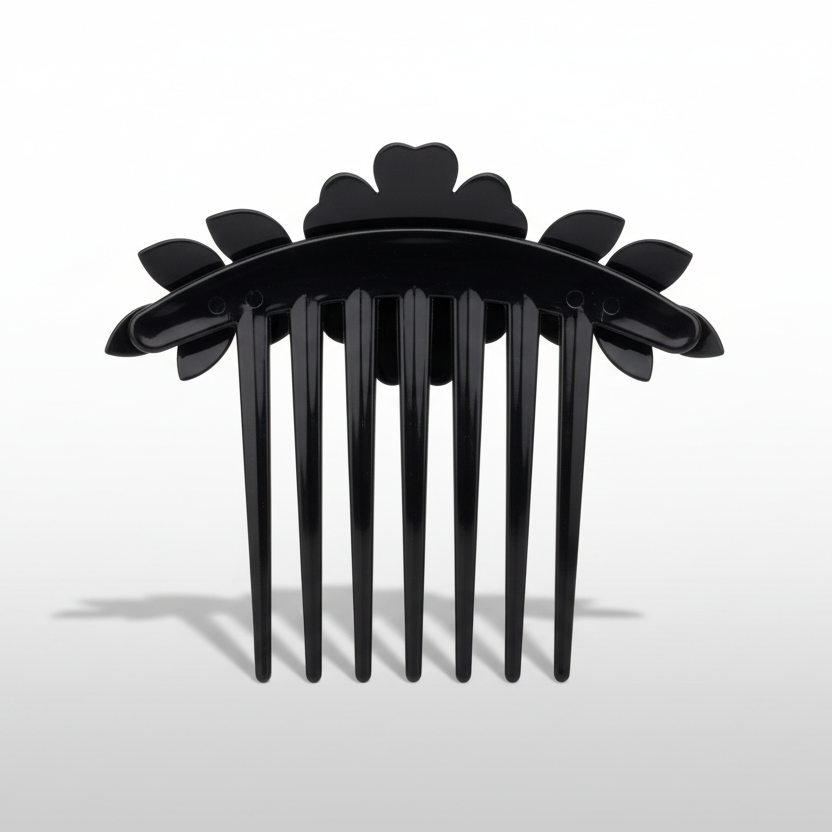 Flower Hair Comb Dark Blue