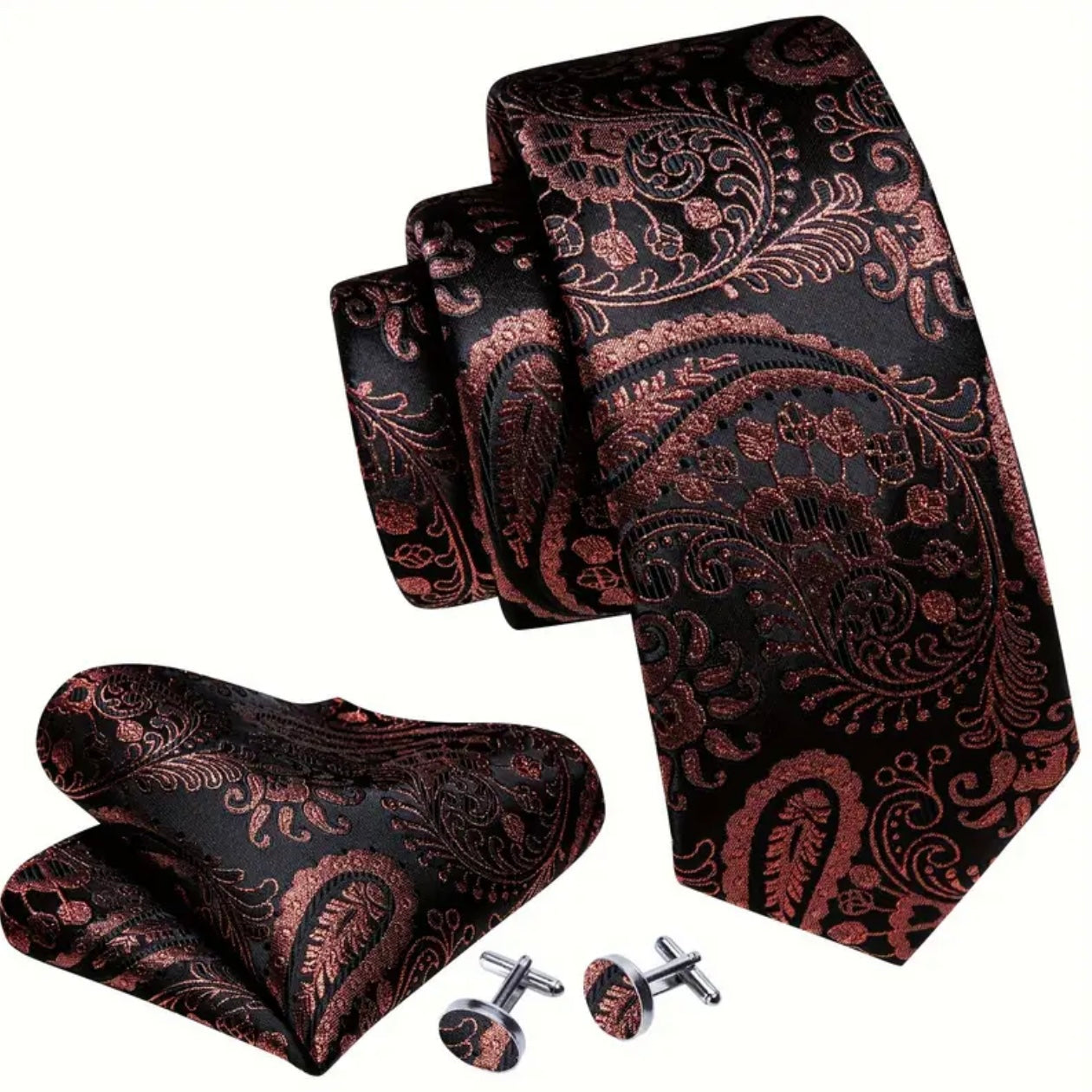 Red Bronze & Black Necktie Set
