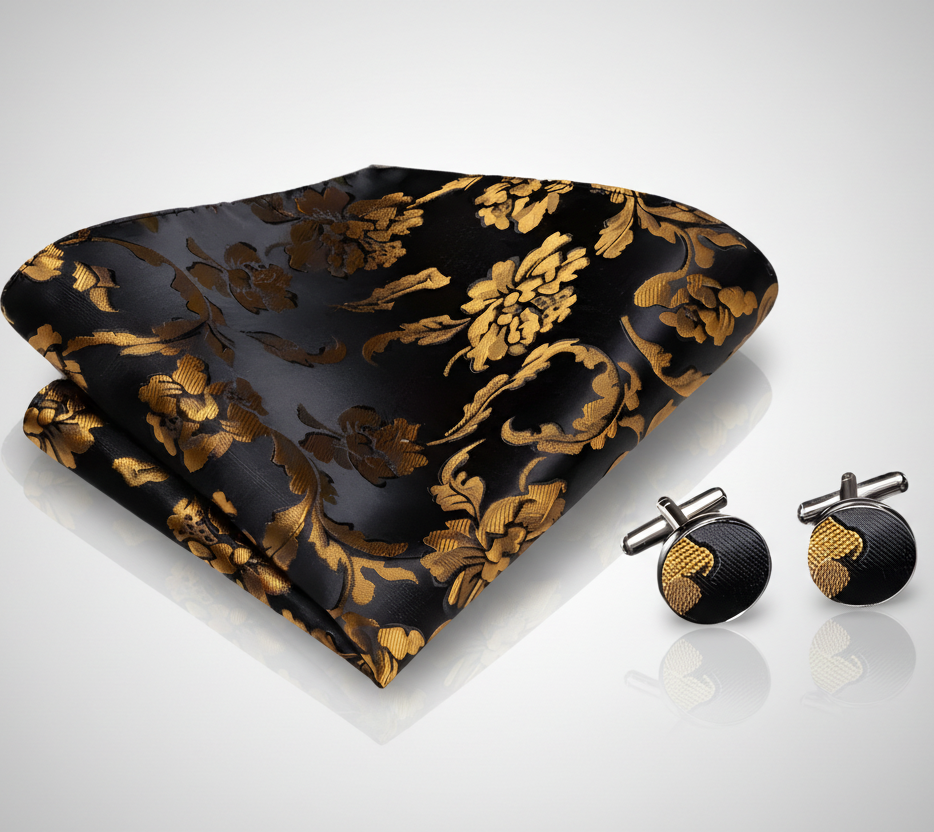 Black Gold Toffee Bow Tie Set