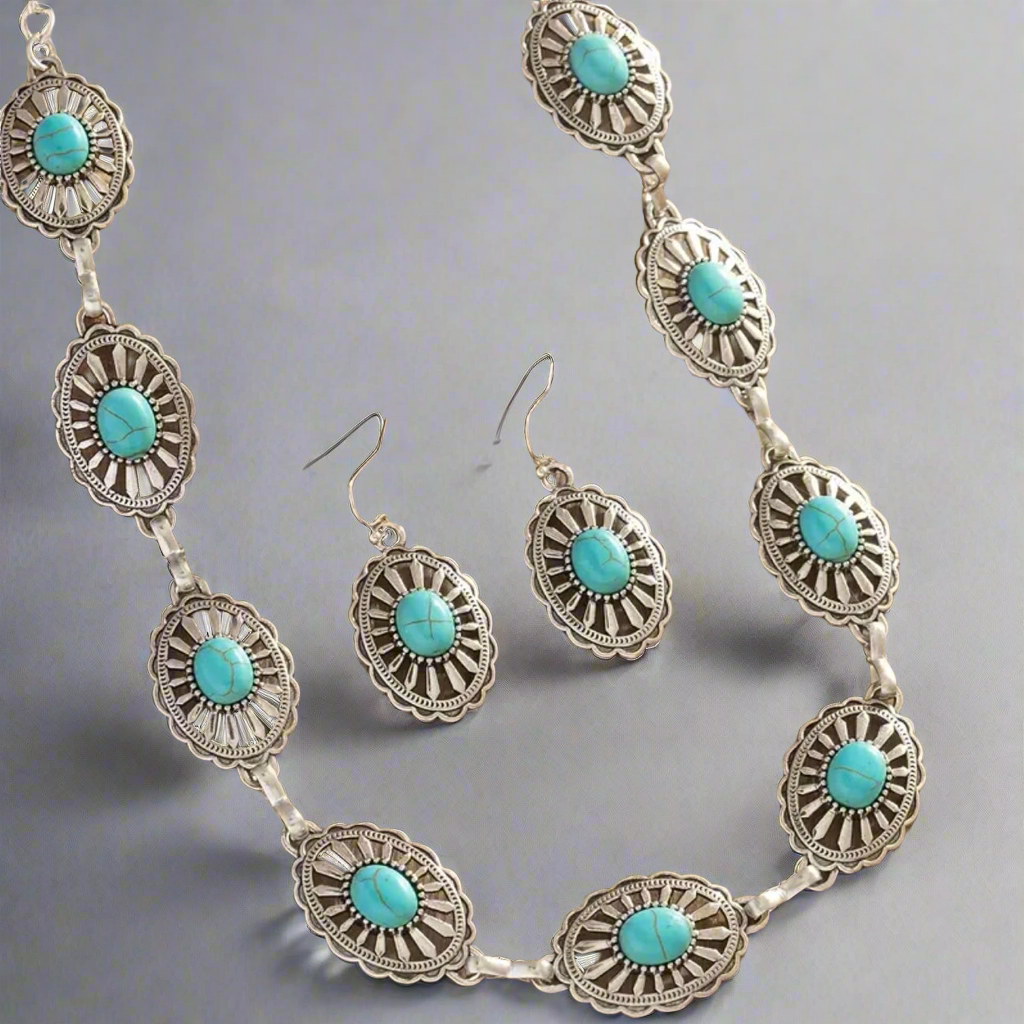 Blue Turquoise Concho Set