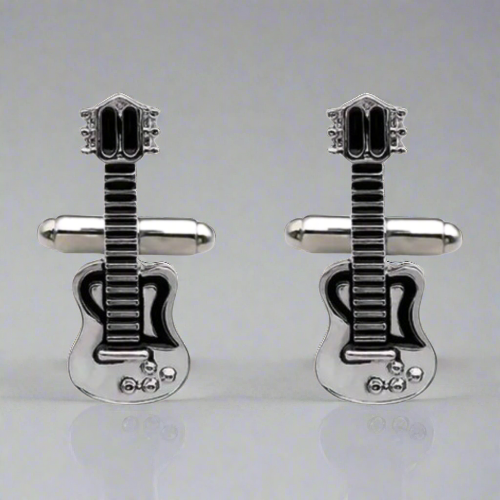 Guitar Cufflinks in Silver