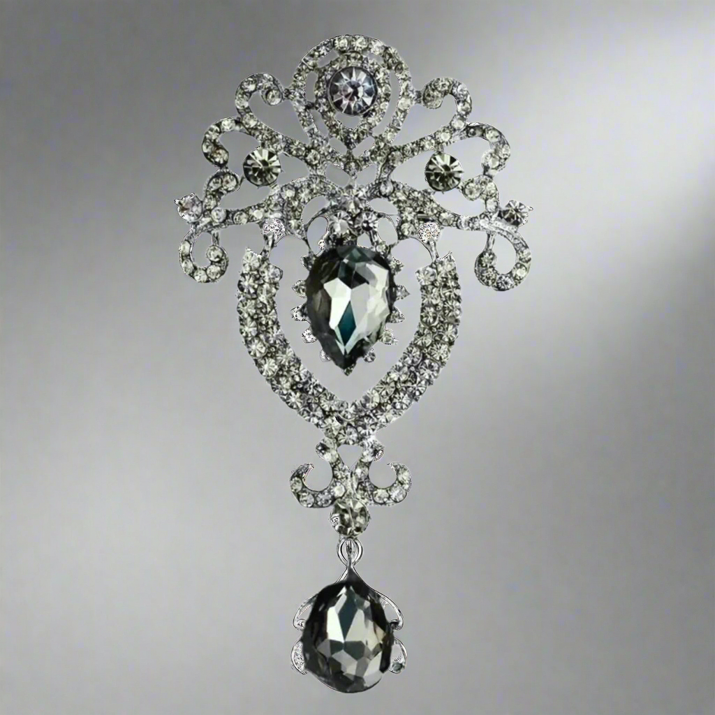 Vintage Royalty Brooch Pin Clear