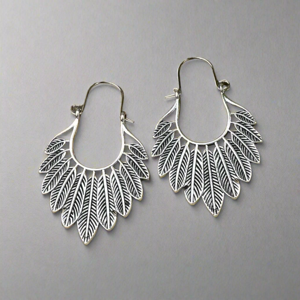 Boho Antique Silver Hoops