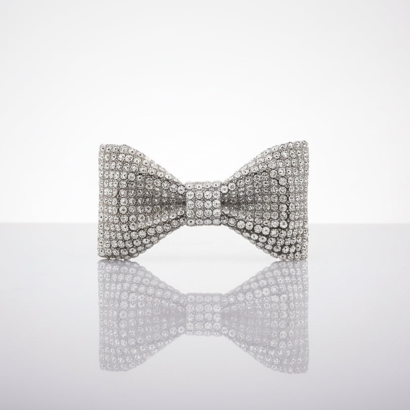 Silver Beaded Bowtie