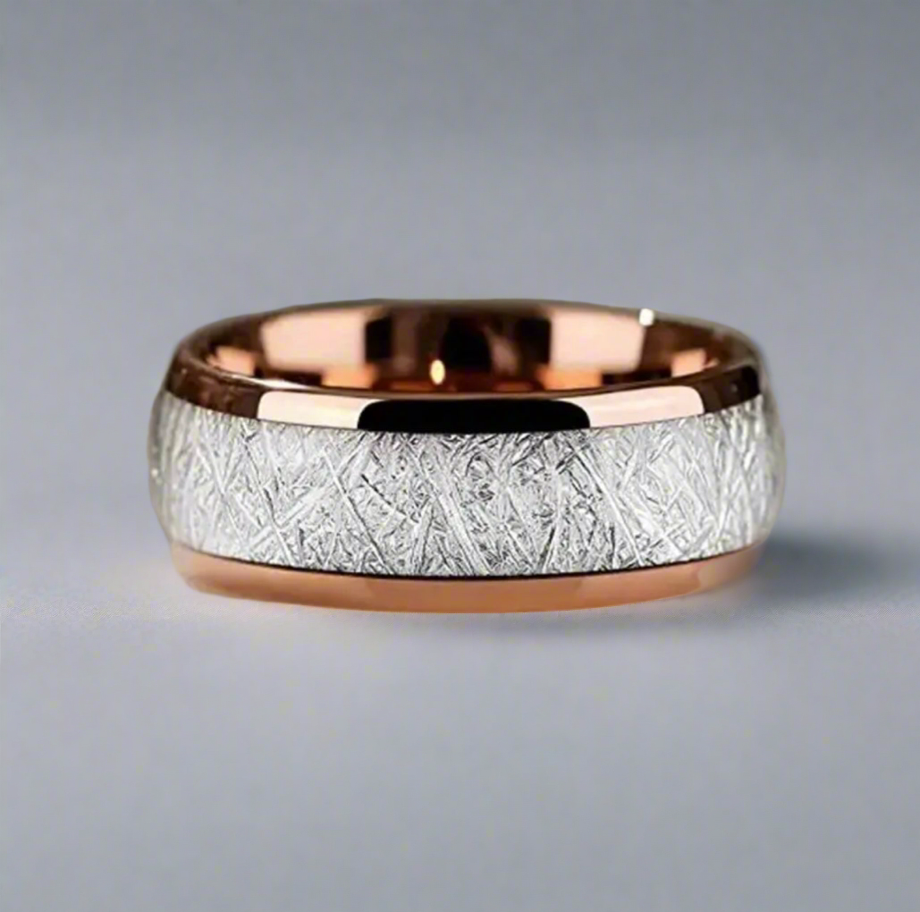Rose Gold Iced Steel Ring