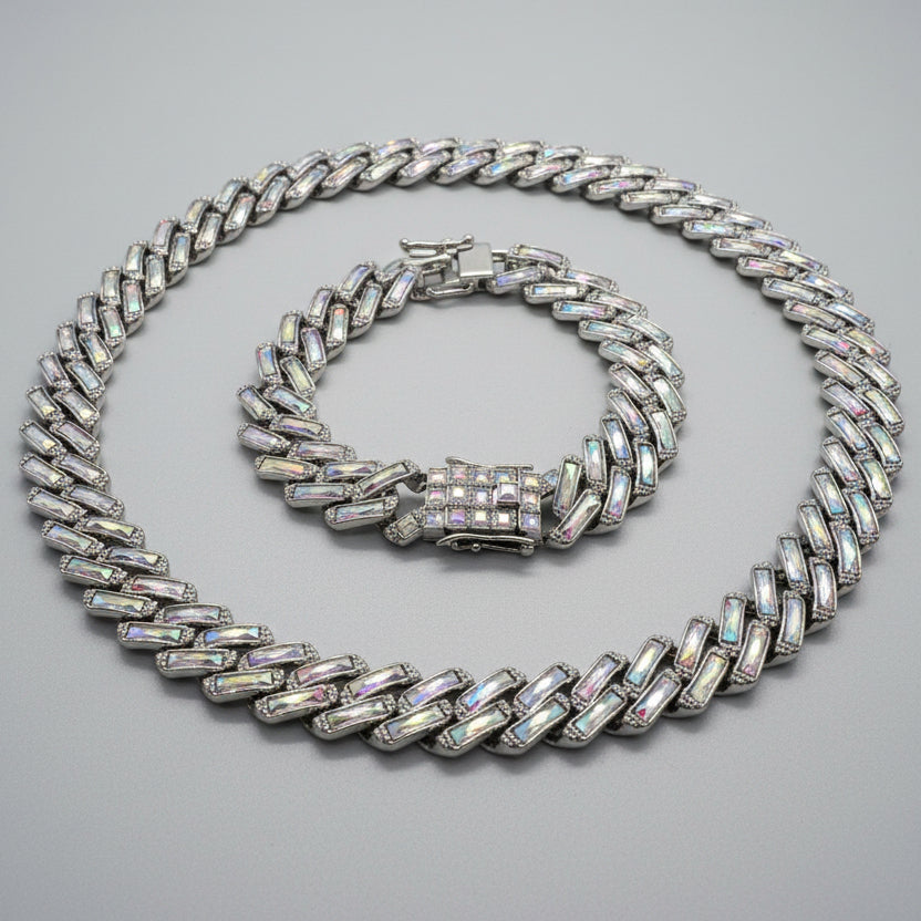 Iridescent (AB) Cuban Chain Necklace