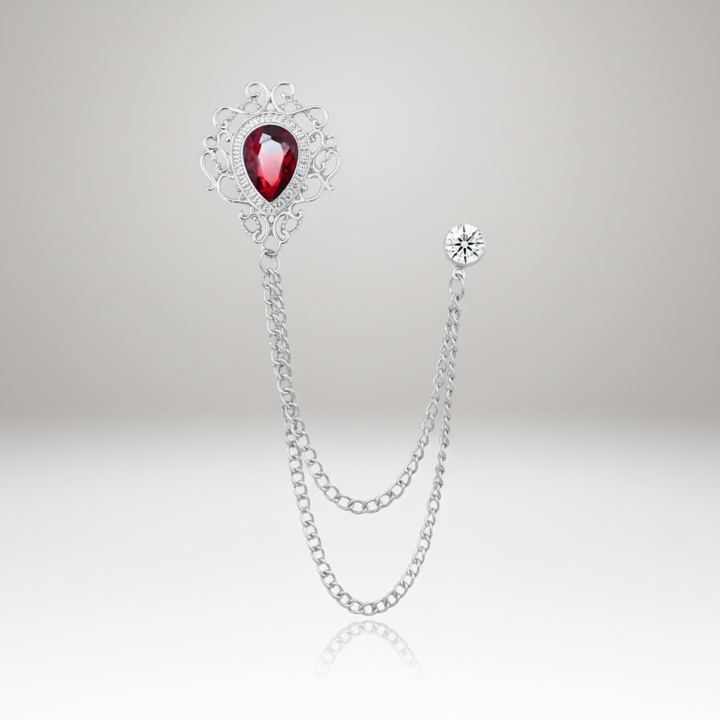 Medallion Crest Lapel Pin & Chain