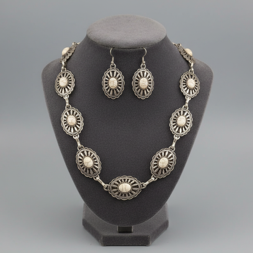 White Turquoise Concho Set