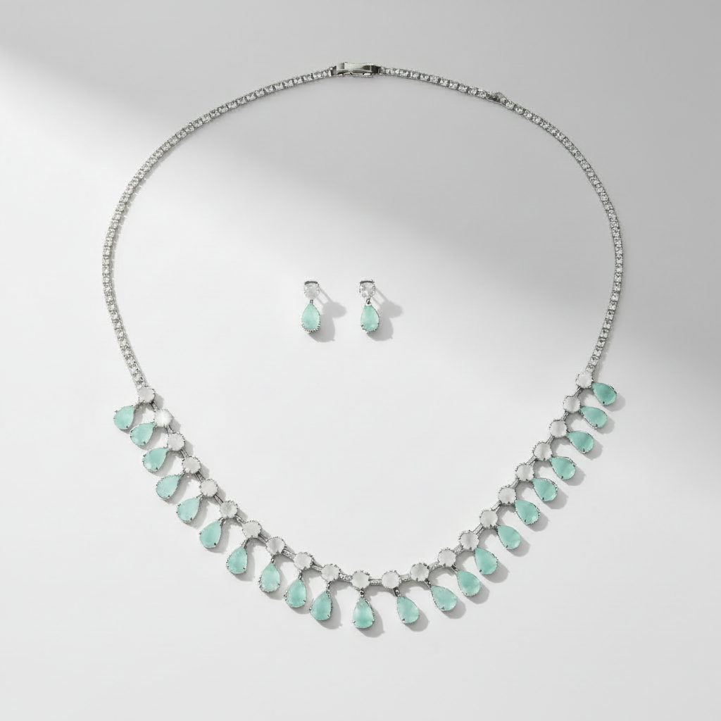 Green Water Drop Jewelry Set