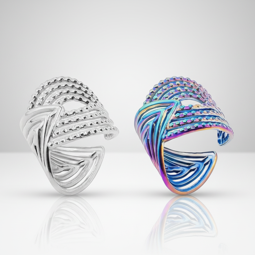 Abstract Steel All-Fit Ring