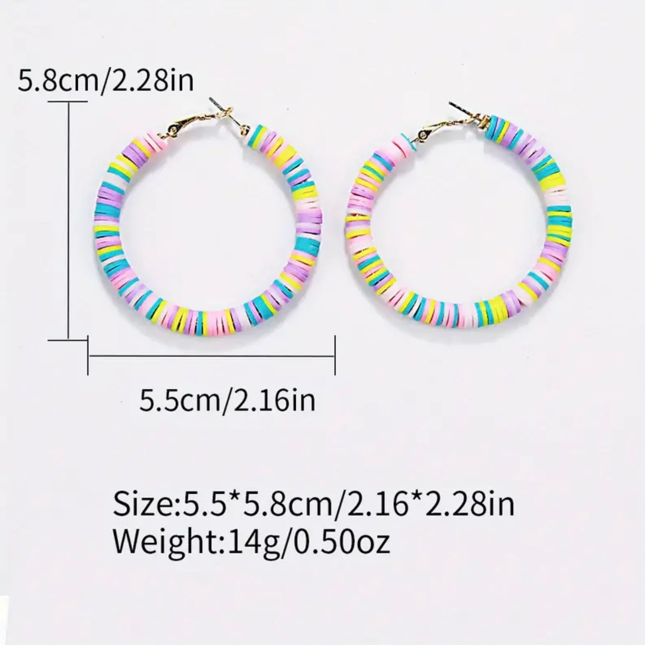 Blue Gold Hoop Earrings