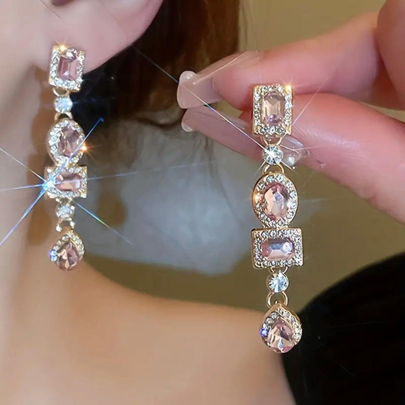 Pastel Geometric Dangling Earrings