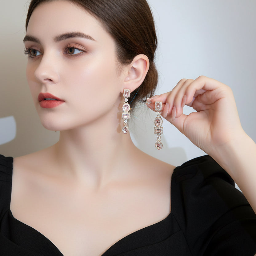 Pastel Geometric Dangling Earrings