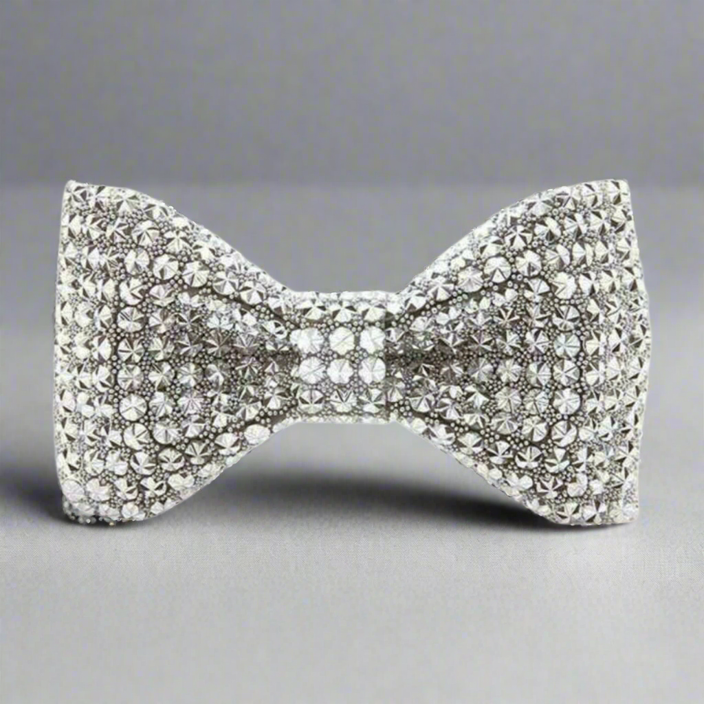 Silver Stars Beaded Bowtie