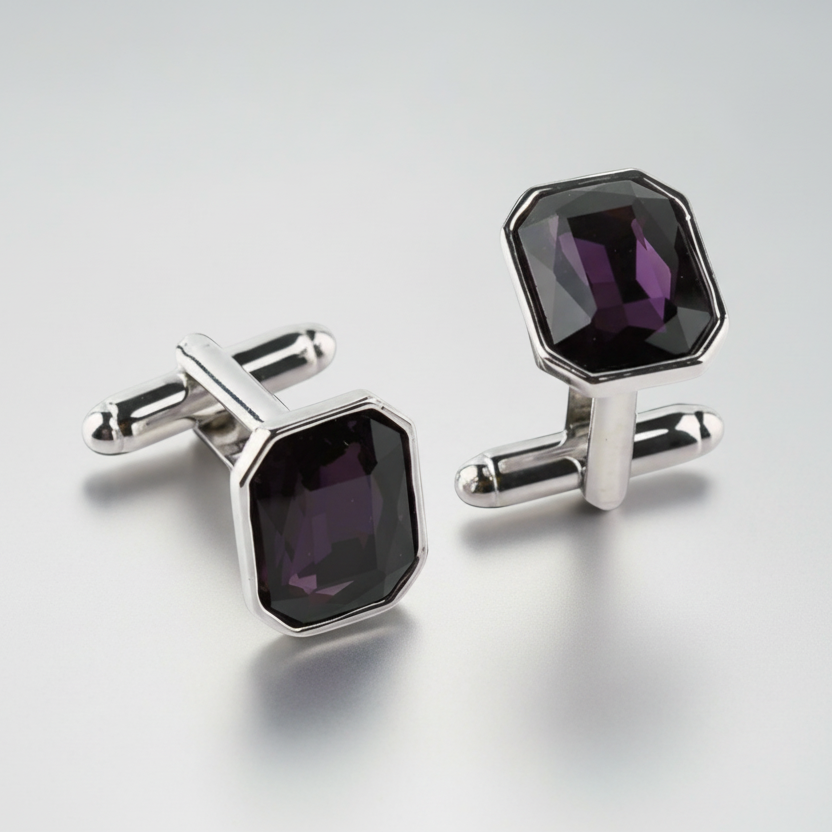 Purple Rhinestone Cufflinks