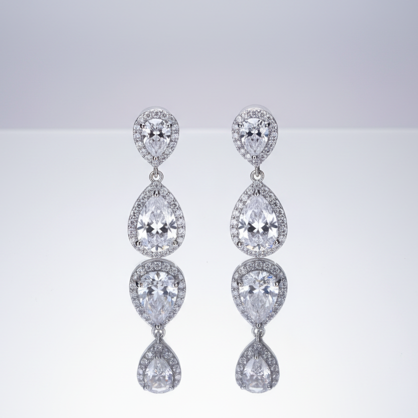 Water Drop Zircon Clip Earrings
