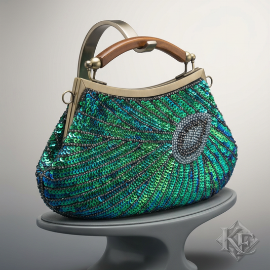 Peacock Green Sequin Clutch Evening Bag