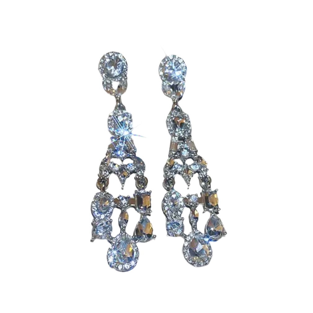 Geometric Rhinestone Chandelier Earrings