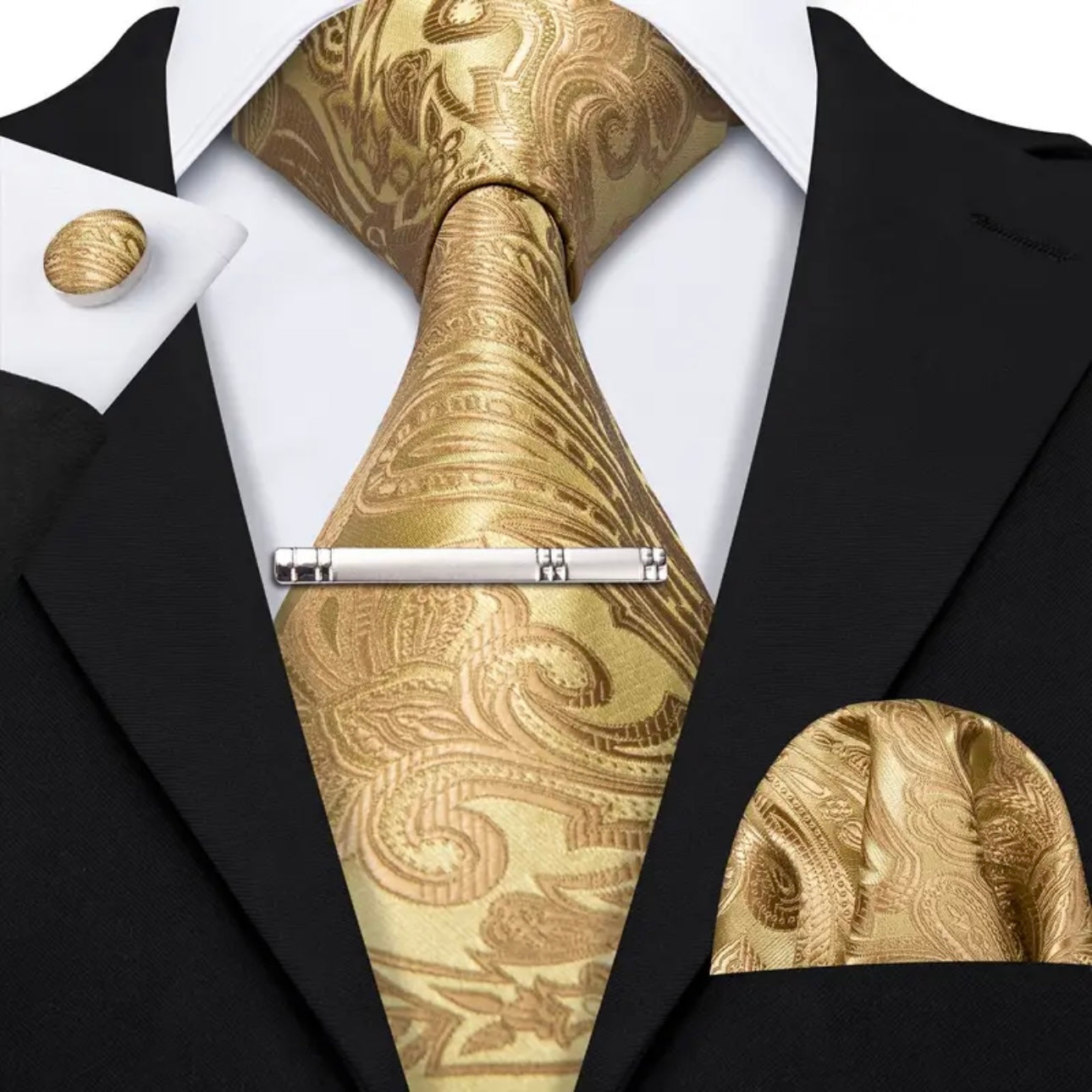 Gold Suspenders & Necktie Set