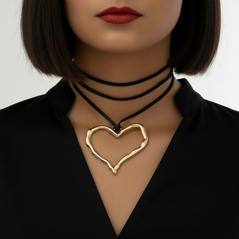 Polished Heart Jewelry Set Gold