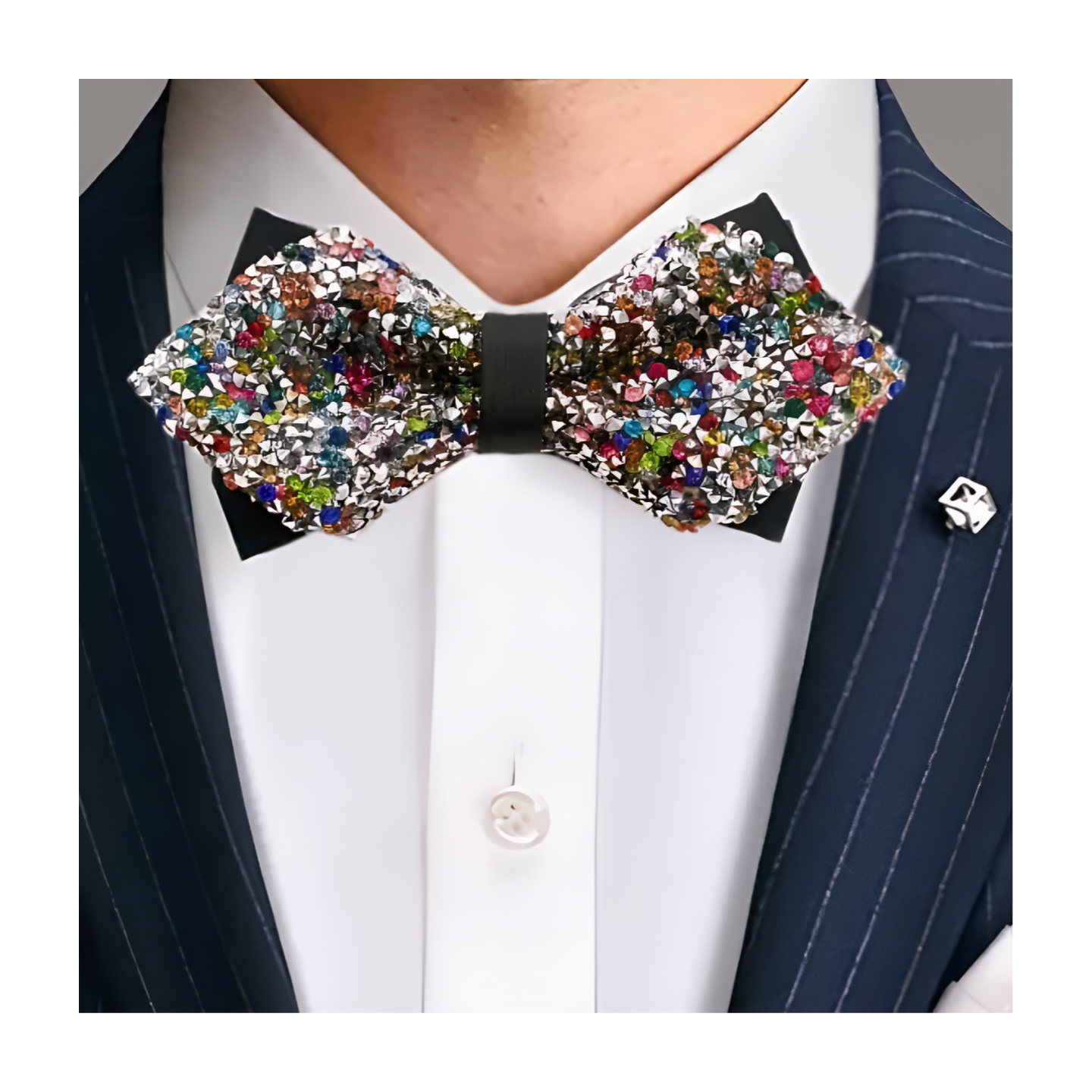 Multicolor Rhinestone Wing Bow Tie