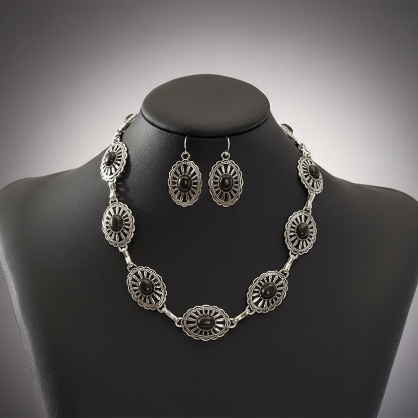 Black Turquoise Concho Set