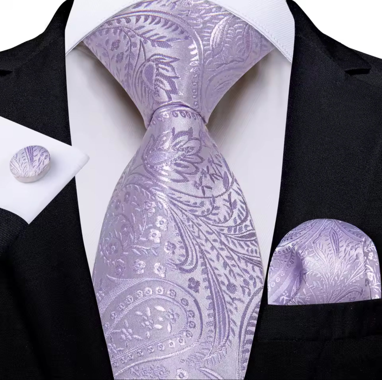 Purple Lavender Elegance Necktie Set w/ Lapel Pin