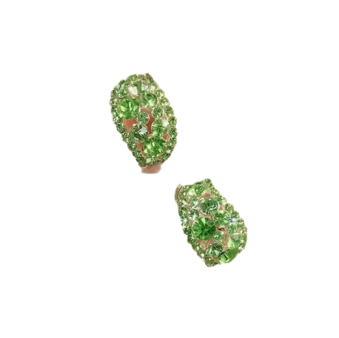Green Huggie Earrings