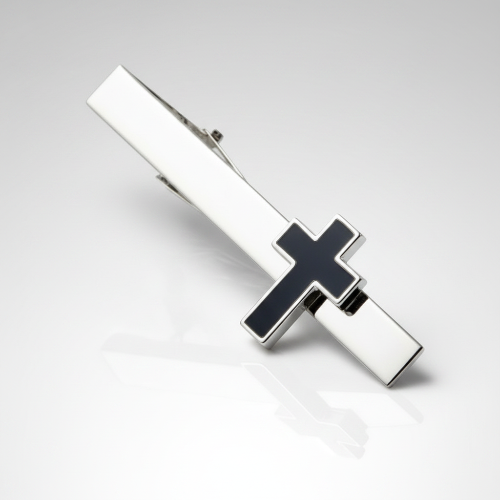 Cross Lapel Pin Tie Tack Black