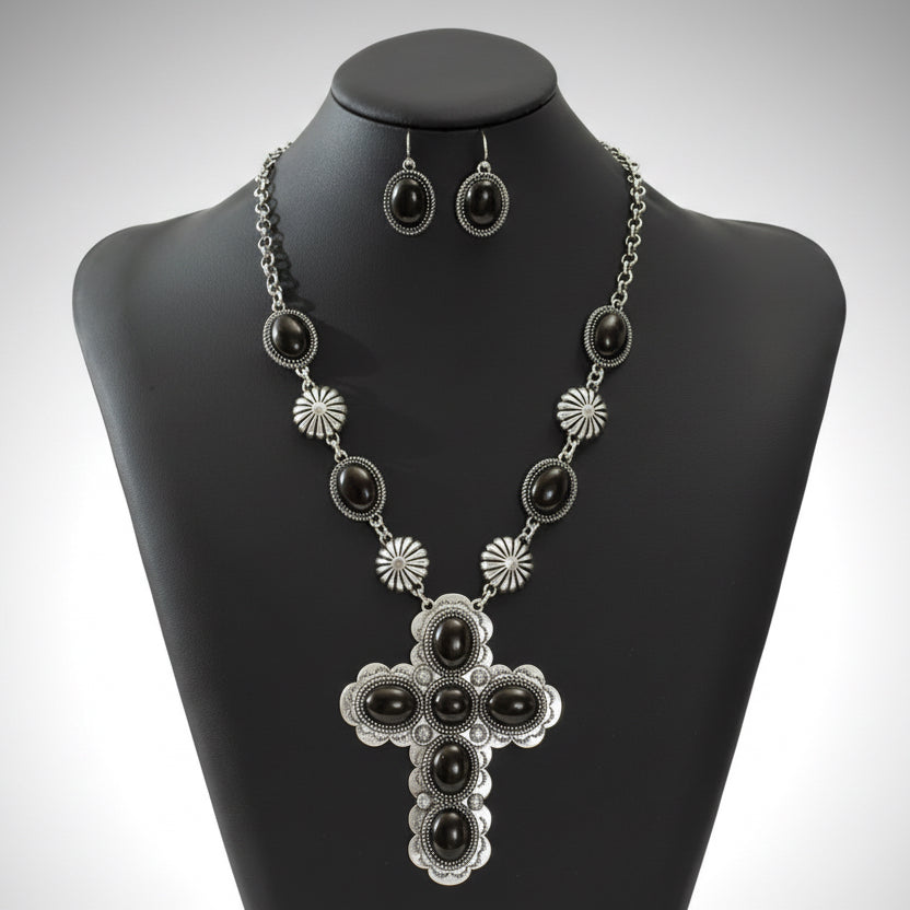 Black Turquoise Cross Set