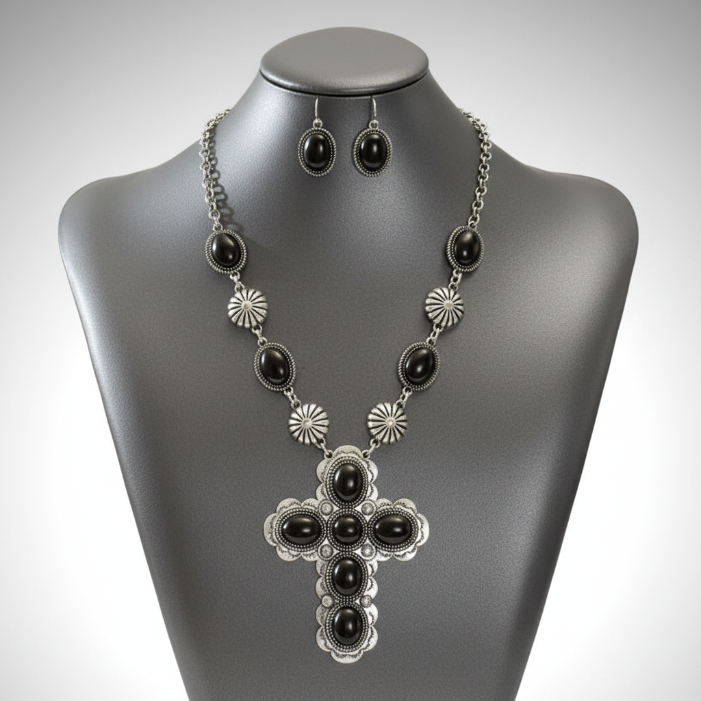 Black Turquoise Cross Set