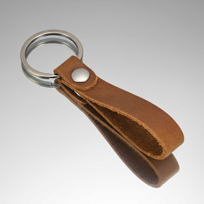 Leather Keychain in Dk Brown