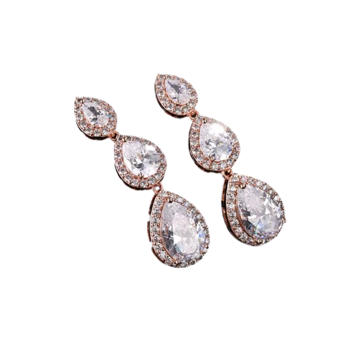 Rose Gold AAA Zirconia Water Drop Earrings