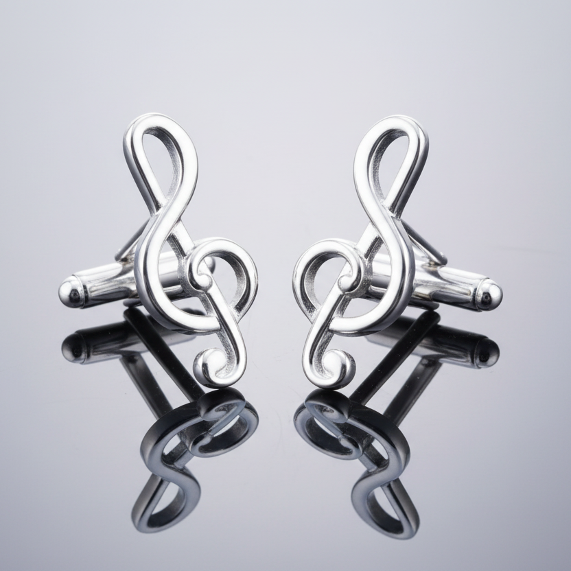 Music Note Cufflinks Tie Clip Set