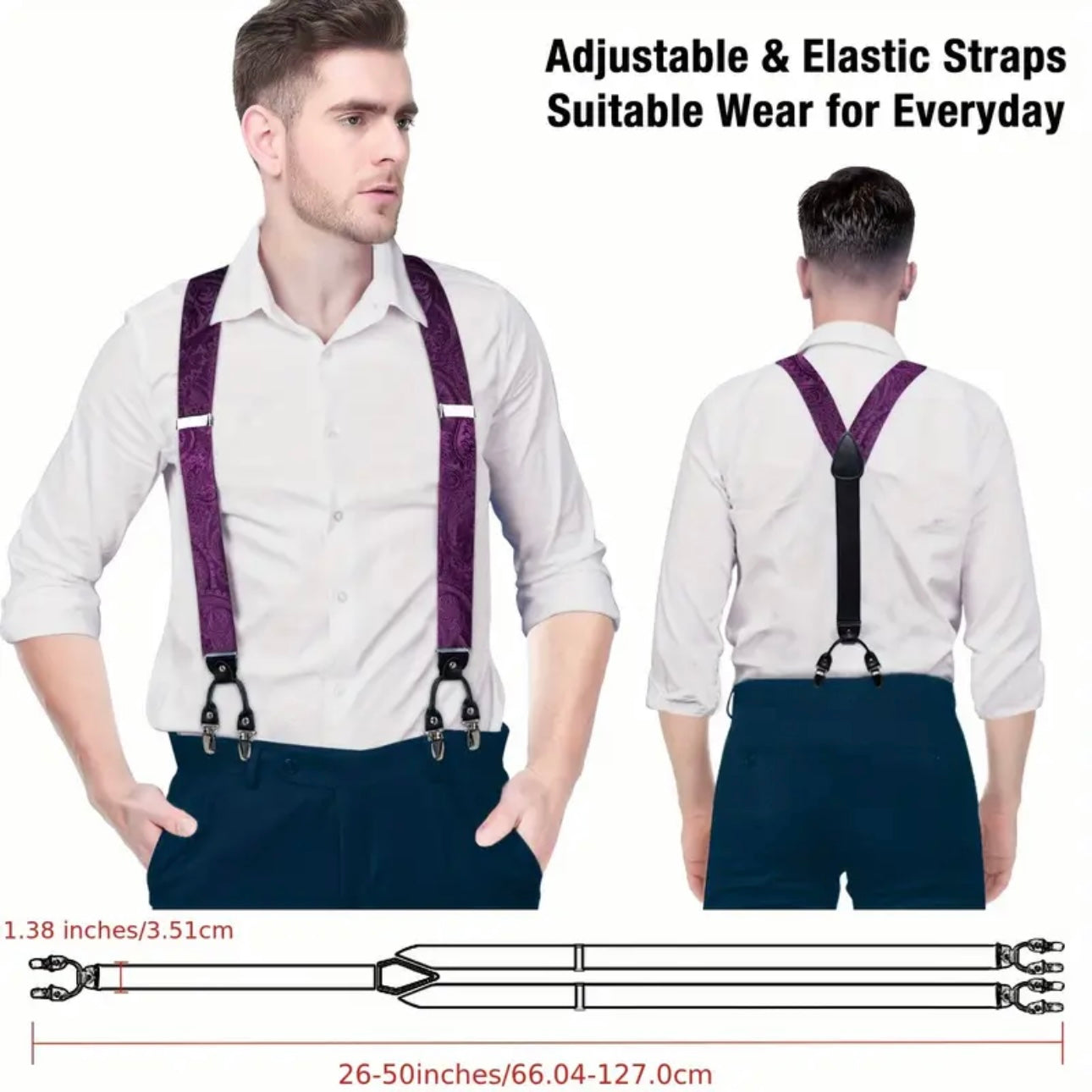 Green Blue Grid Suspenders Bowtie Set