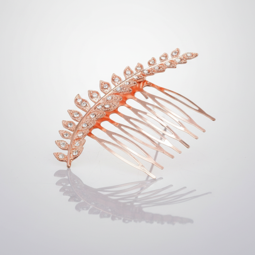 Rose Gold Rhinestone Hair Comb