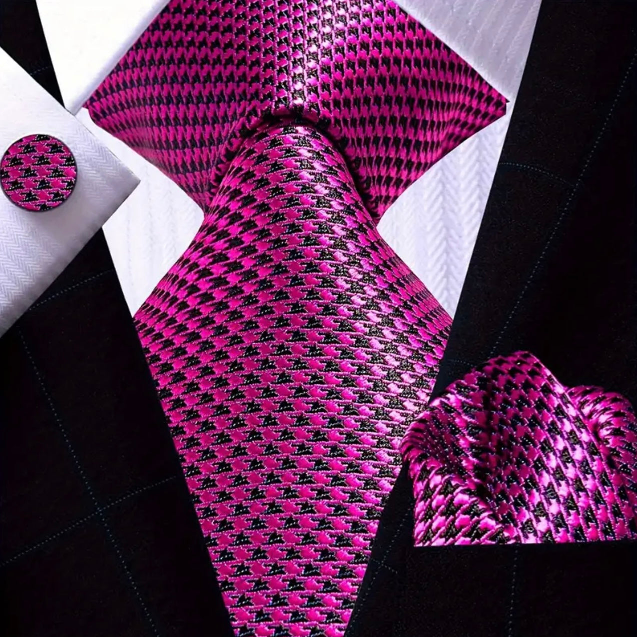 Purple Black Necktie Set