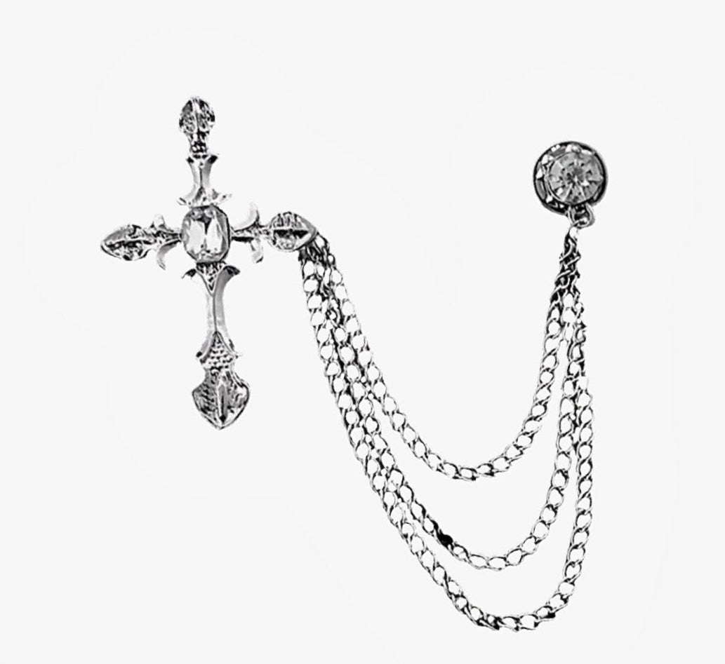 Cross & Chains Lapel Pin