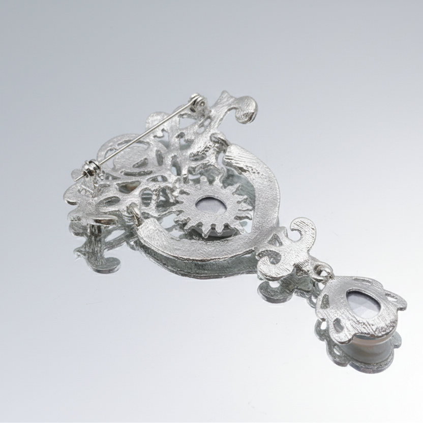 Vintage Royalty Brooch Pin Clear