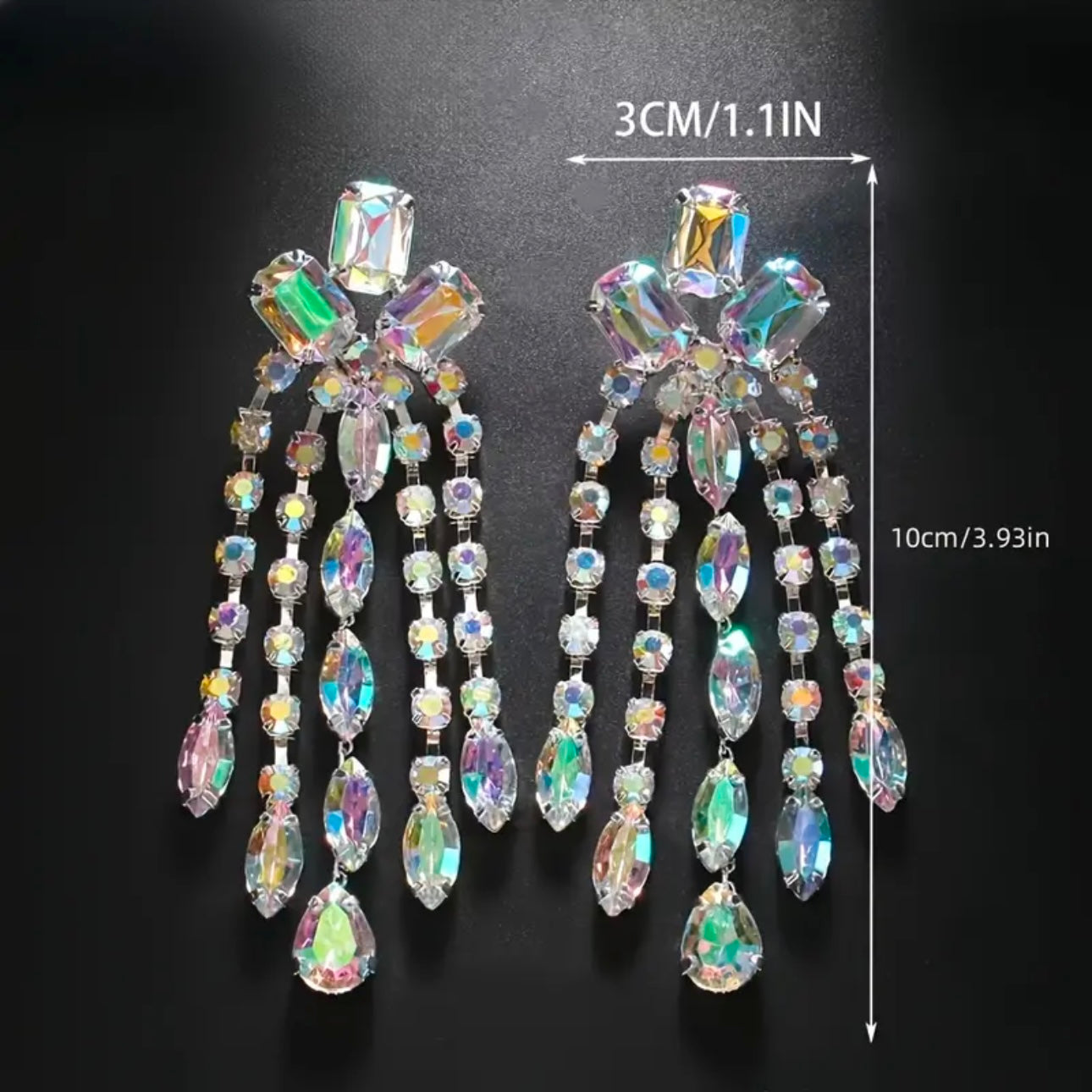 Luxury Iridescent Exaggerated Tassel Earrings