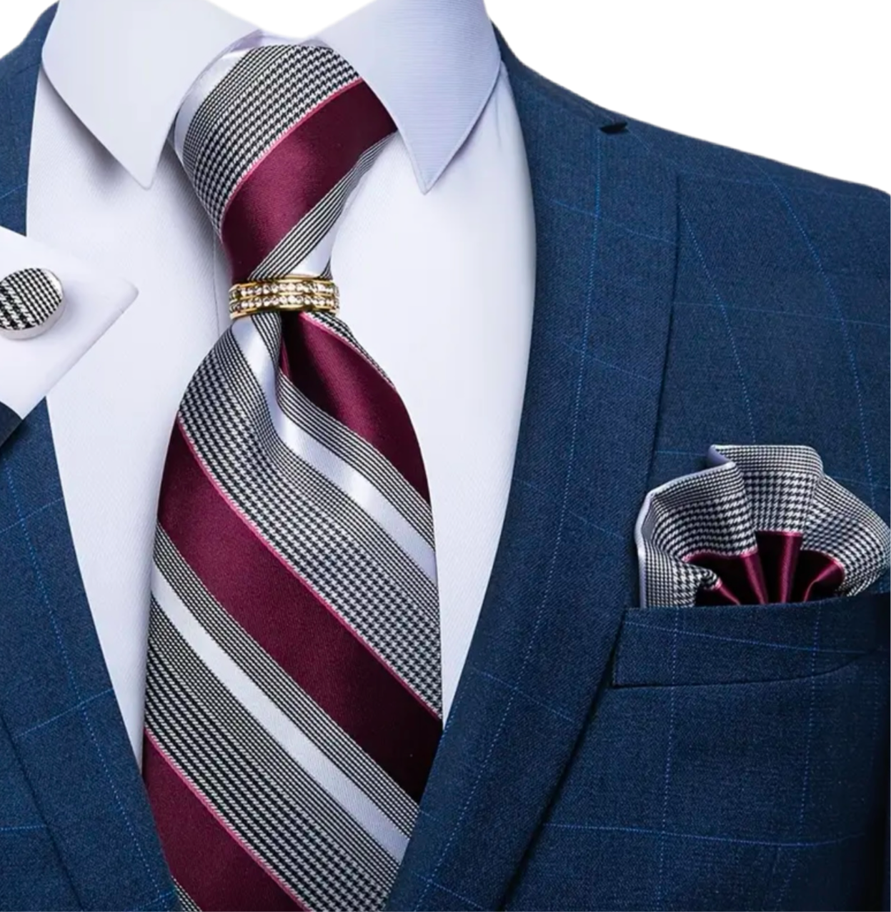 Burgundy Stripe Necktie Set