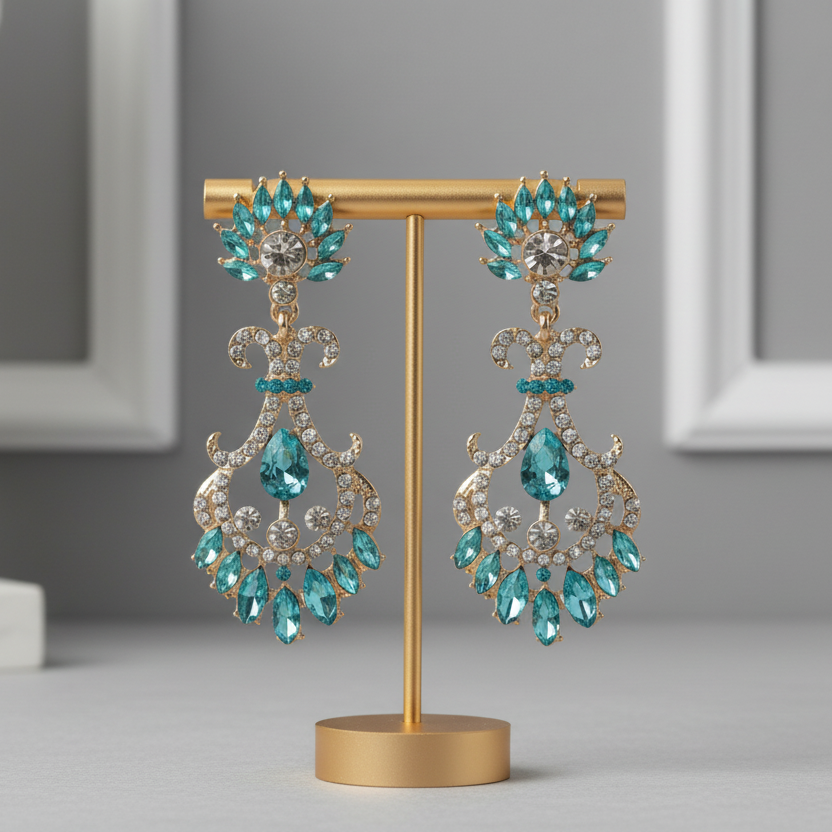 Aqua Chandelier Earrings